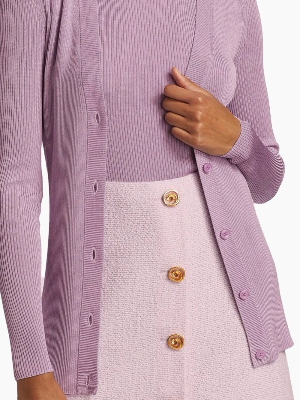 St. John Collection Lilac Ribbed Sweater and Cardigan Set. Worn twice. - Picture 3 of 14